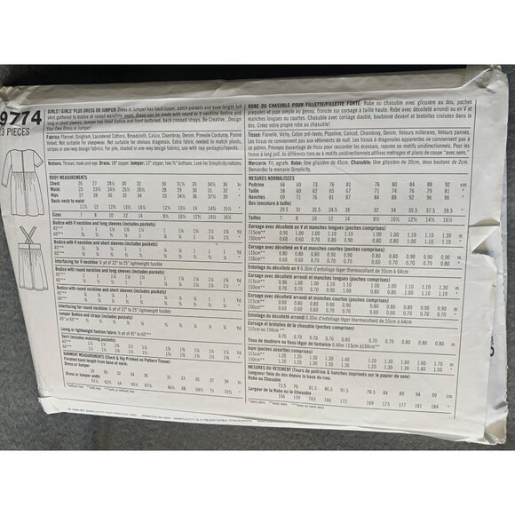 Simplicity Girl's Dress Jumper Sewing Pattern Sz 8.5 to 16.5 9774 - Uncut - Picture 3 of 4